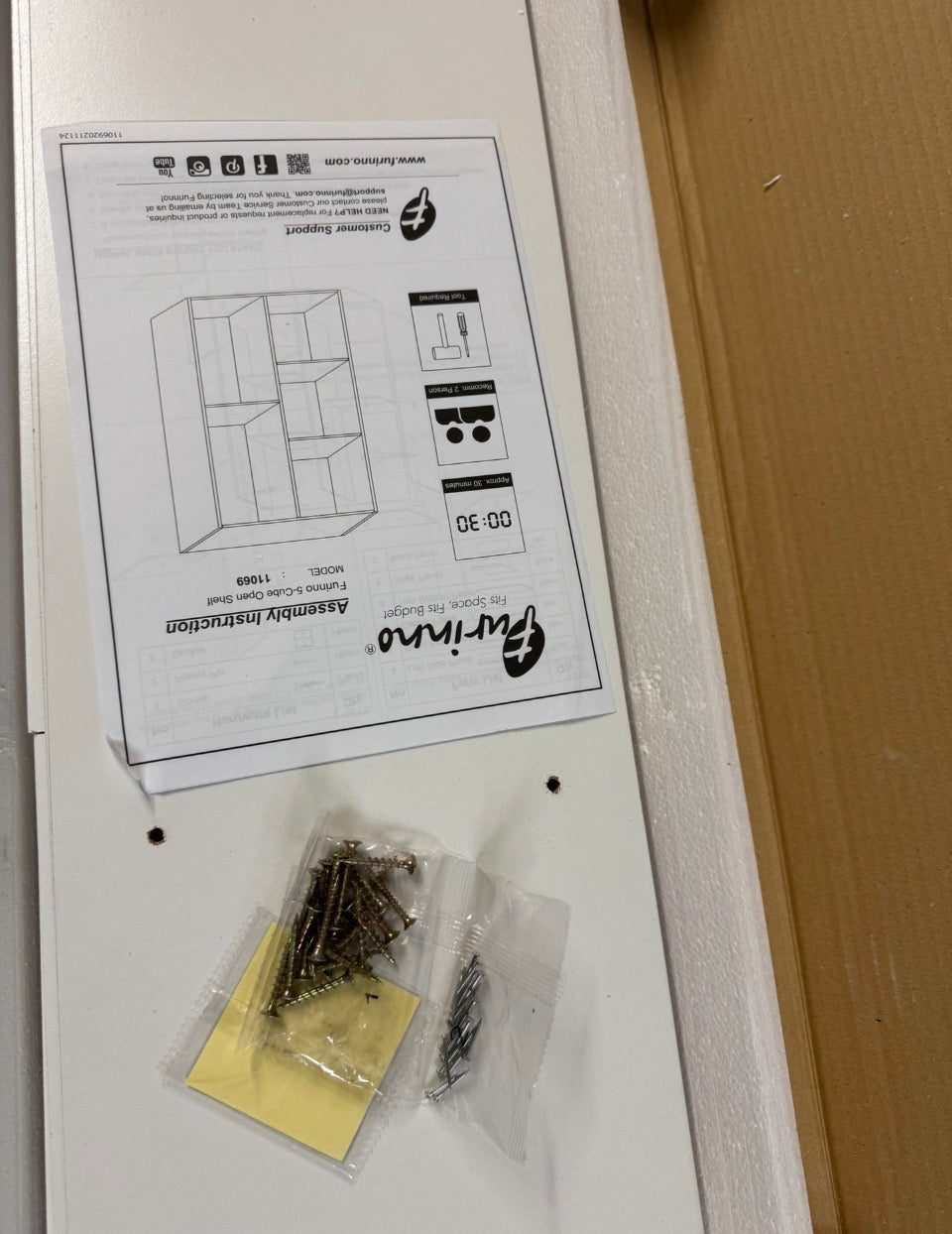 OPEN BOX NEW Furinno Reed 31.5 in. Tall White Wood 5-Cube Bookcase