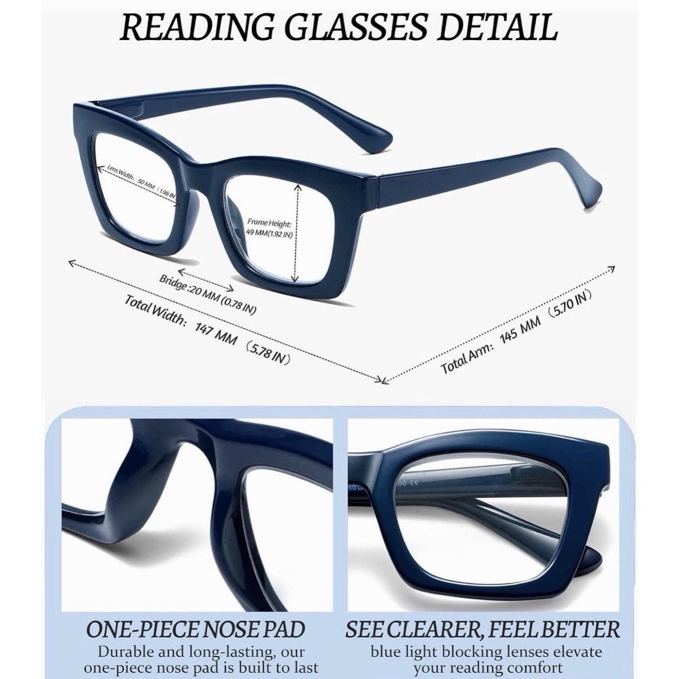 Hubeye Progressive Reading Glasses For Women Fashion Style Blue Light