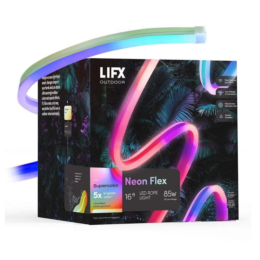 16 ft smart Wi-Fi RGBW outdoor LED neon flex rope light with Alexa and HomeKit integration