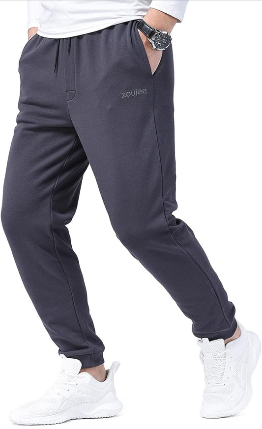 Brand New Zoulee Classic Drawstring-Waist Zipper Logo Jogger Pants with Zipper Fly