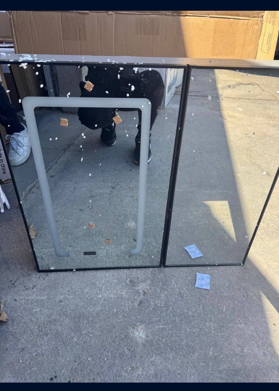 Open Box Wenqik LED Mirror Medicine Cabinet, 25 x 27 Inch Bathroom Medicine Cabinet with LED Lights and Mirror, Wall Mounted Mirror Cabinet with Dimme