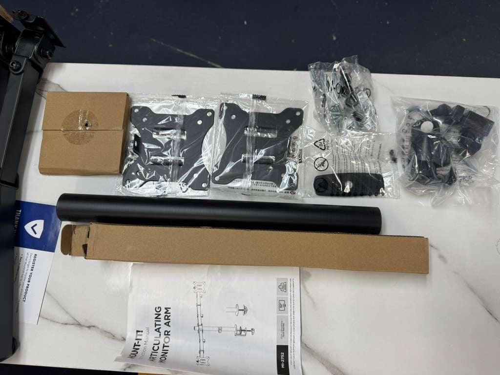 Open Box Mount-It! Dual Monitor Mount Double Monitor Desk Stand | Two Heavy Duty Full Motion Adjustable Arms Fit 2 Computer Screens 17 19 20 21 22 24