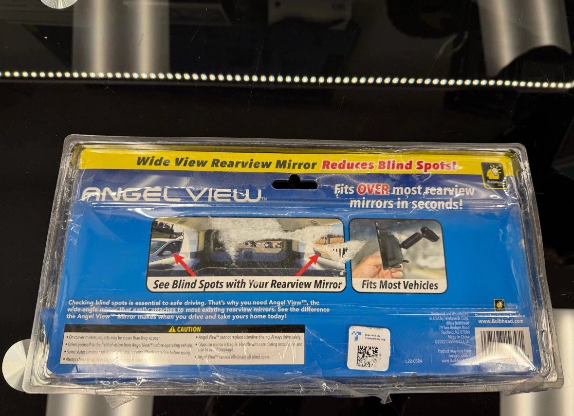 Angle View Wide-Angle Rearview Mirror, As Seen On TV Black Convex Car