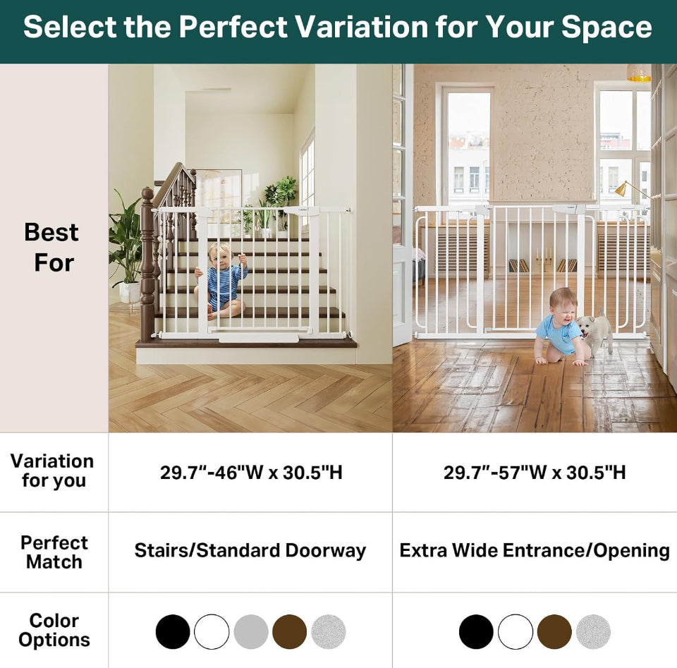 Open Box Cumber 29.7-46" Baby Gate for Stairs, Mom's Choice Awards Winner-Auto Close Dog Gate for the House, Easy Install Pressure Mounted Pet Gates f