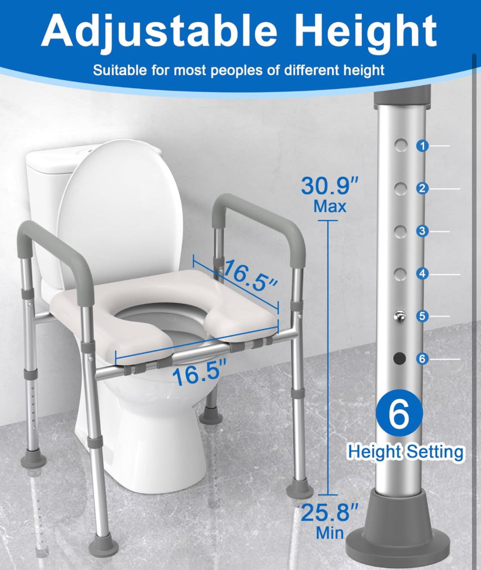 HOMLAND Raised Toilet Seat with Handles, Toilet Seat Riser for Seniors with Adjustable Height & Width, FSA/HSA Eligible 400lb Handicap Elevated Toilet