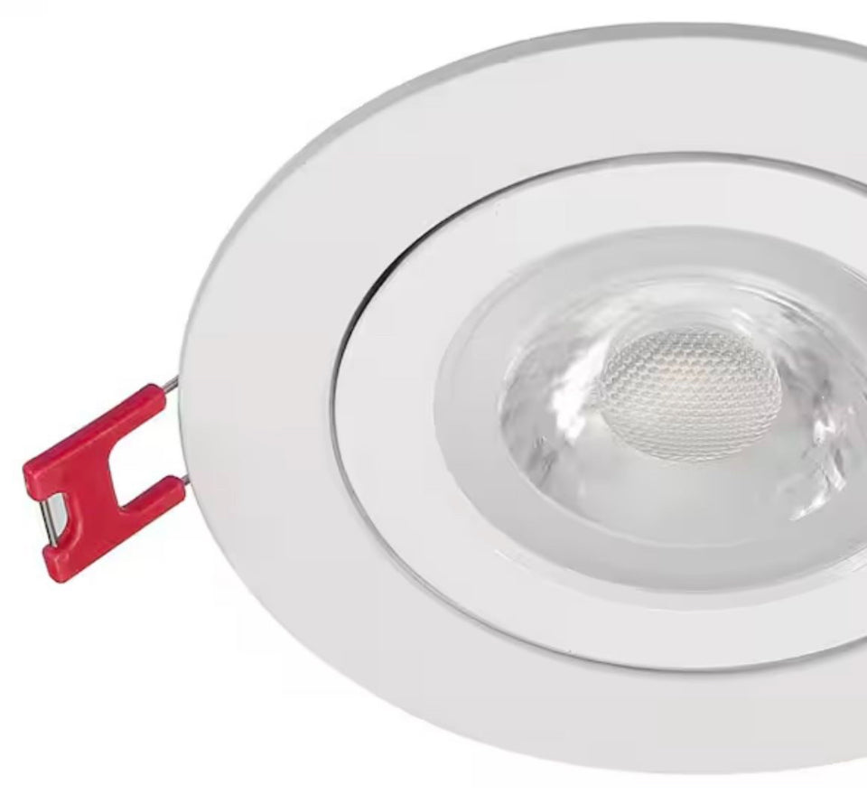Commercial Electric Ultra Spot Integrated LED 4 in Round Adj Color Temp Canless Recessed Light for Kitchen Bath Living rooms, White