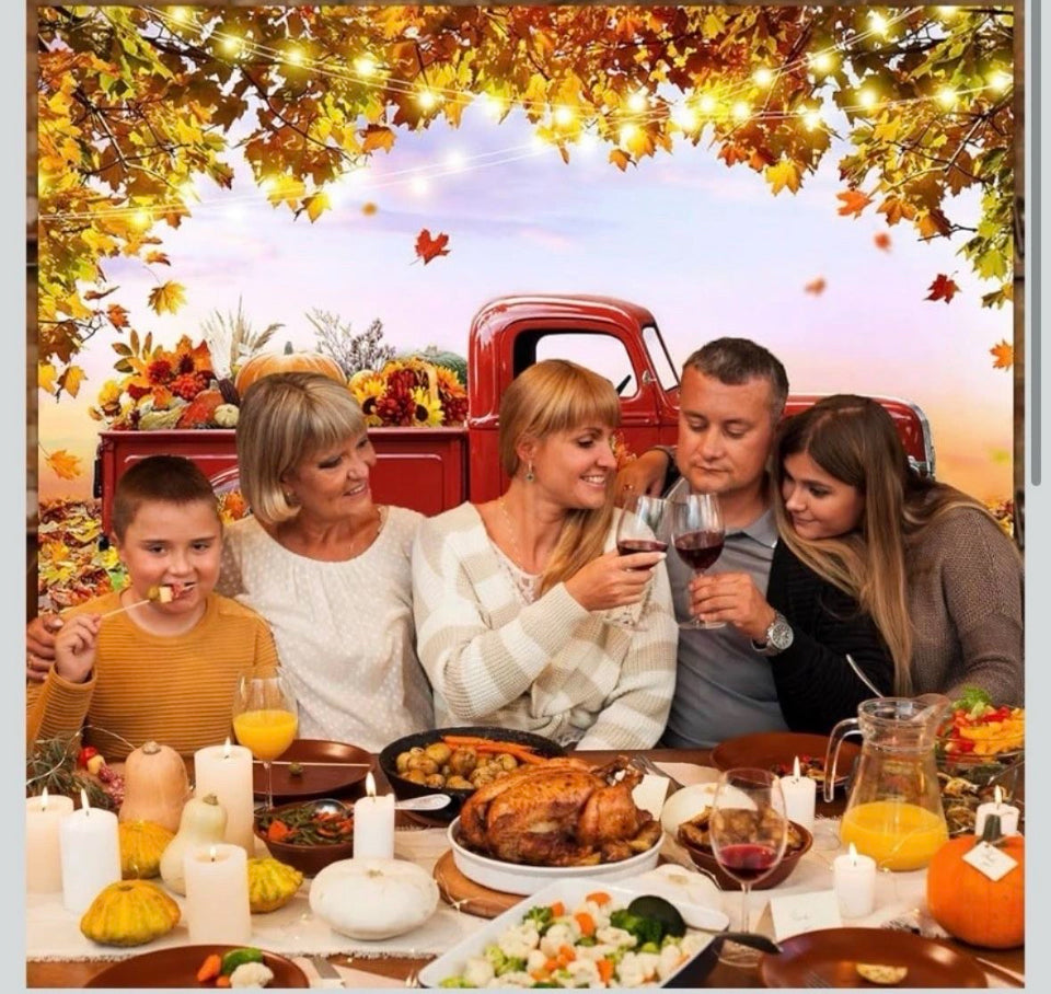 New Avezano Fall Forest Red Truck Photography Backdrop 8x6ft Autumn