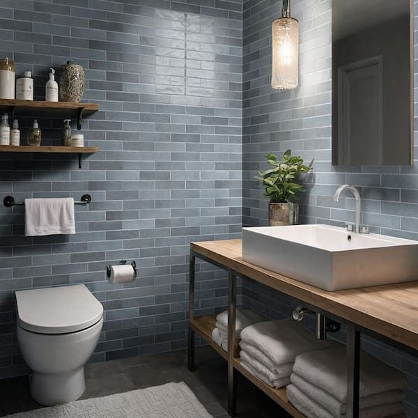 Open Box MSI Lakeview Denim 3 in. x 12 in. Glossy Ceramic Subway Wall Tile (5.5 sq. ft./Case)