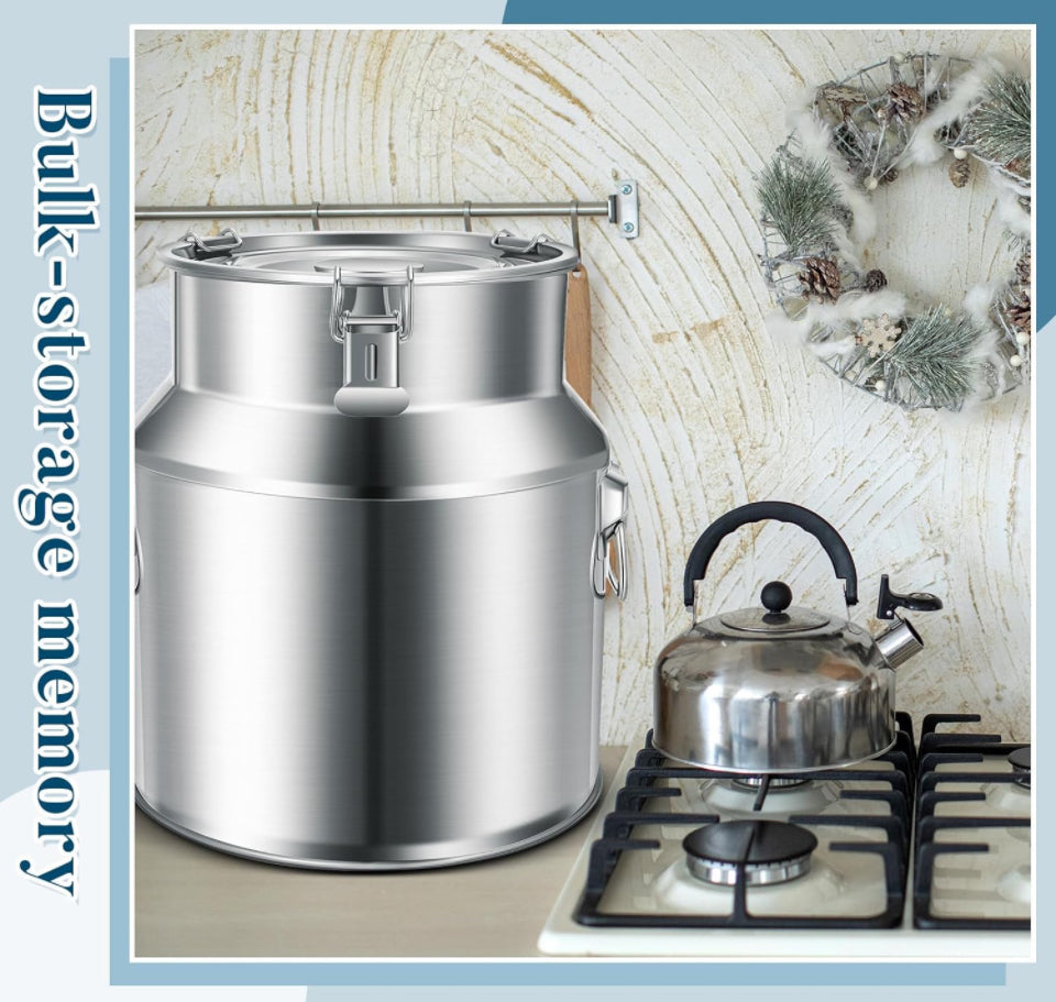 Suclain 2 Pcs Stainless Steel Milk Can Milk Bucket Metal Milk Jug with Sealed Lid and Carry Handle Tote Jug for Milk, Wine, Water, Liquid Tote Pail St - Selzalot