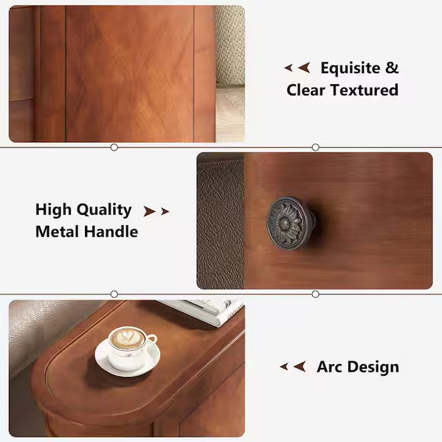 Tribesigns Eric 24 in. Brown Solid Wood Chairside End Table, Two-Drawer Narrow Side Table, Fully Assembled