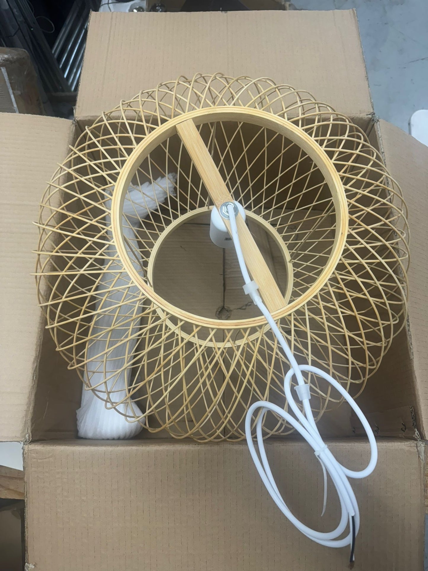 Hodevimall Bamboo Pendant Lights, Boho Chandelier Hand-Woven Oval Hanging Light Lampshade for Living Room Dining Room Kitchen Island, 19.68"x11.81"