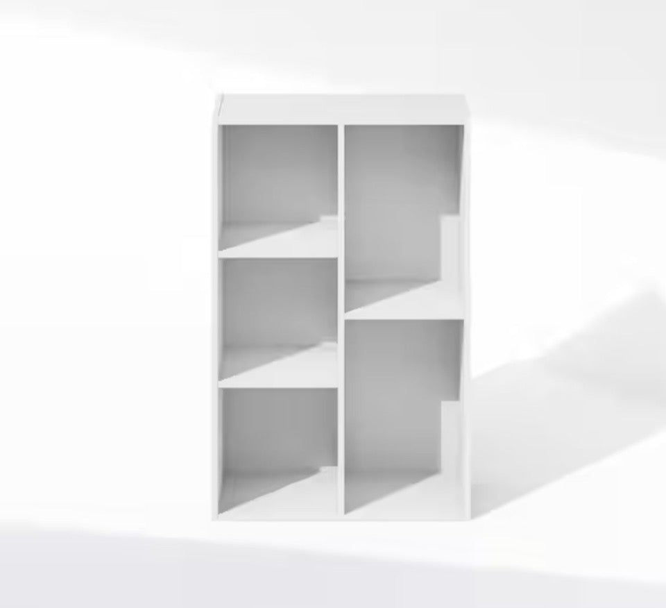 OPEN BOX NEW Furinno Reed 31.5 in. Tall White Wood 5-Cube Bookcase