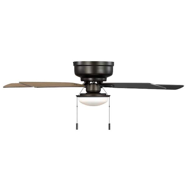 Open Box Hampton Bay Colton 52 in. Indoor Flat Bronze Low Profile Ceiling Fan with Light Kit and Bright White LED Bulbs Included