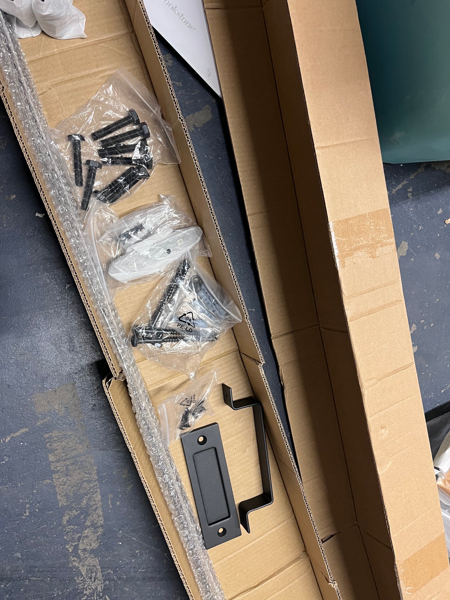 AMERICAN PRO DESIGN  78 in. Black Solid Steel Sliding Rolling Barn Door Hardware Kit for SingleWood Doors with Routed Floor Guide