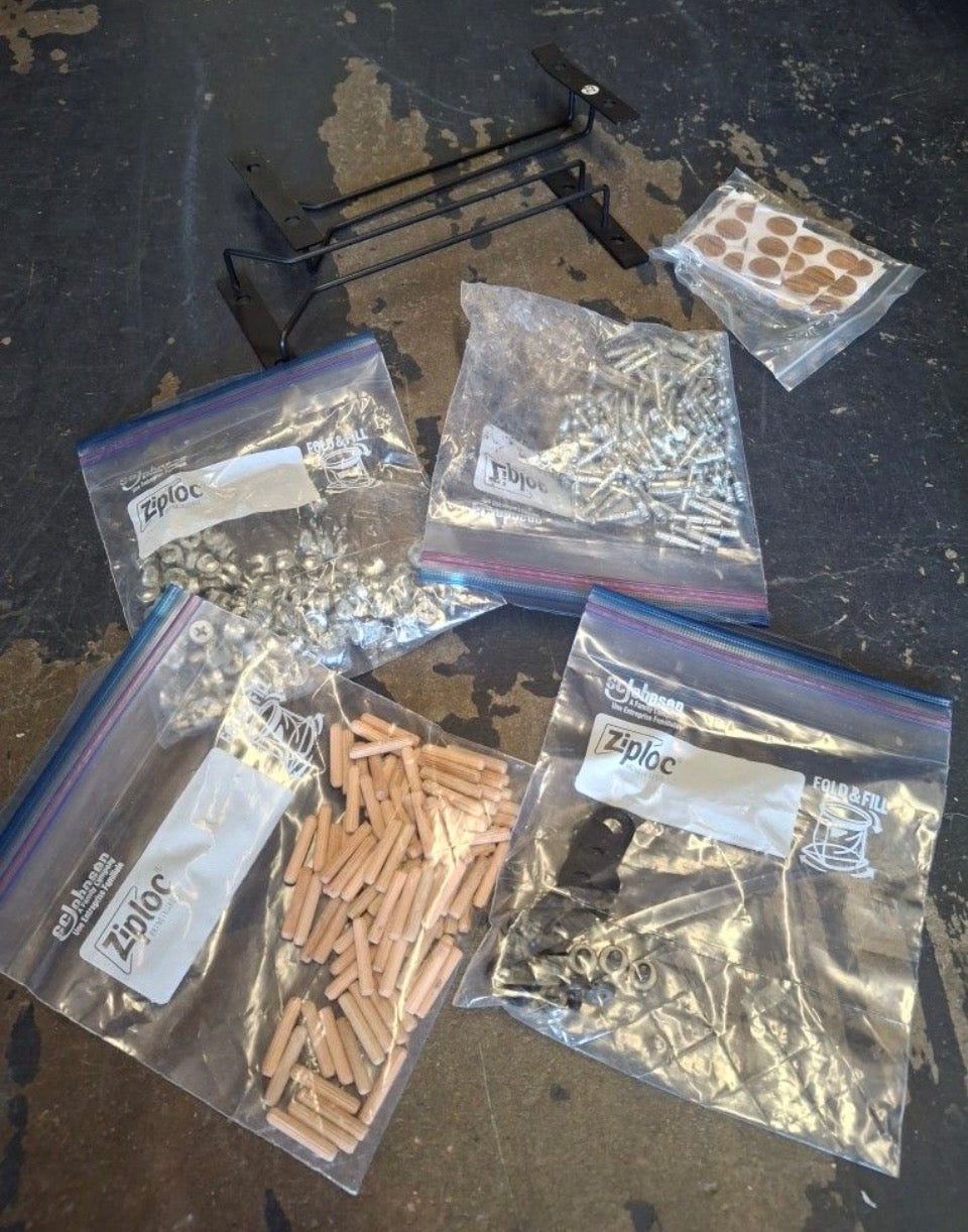 Open Box New BYBLIGHT Kearsten Brown 46.5 in. Bar Cabinet, L-Shaped Home Bar Table with Stemware Racks, 4-Tier Corner Bar Unit for Home Pub