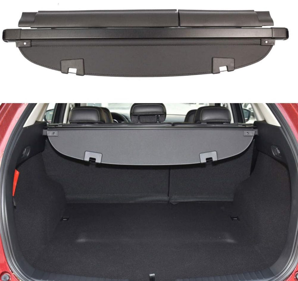 BOPARAUTO Cargo Cover for Mazda CX-5 2017-2024, rear trunk shade, black canvas, OEM style.