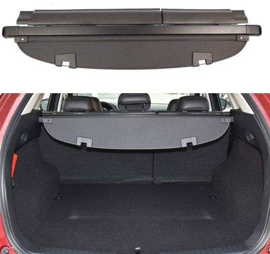 BOPARAUTO Cargo Cover for Mazda CX-5 2017-2024, rear trunk shade, black canvas, OEM style.
