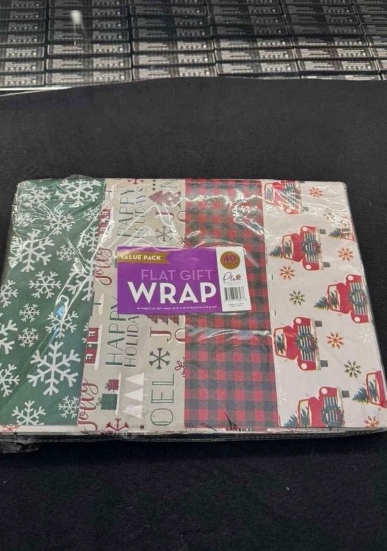 Open Box Plum Designs Holiday Wrapping Paper Sheets - 40 Precut 30"x20" Gift Wrap Sheets