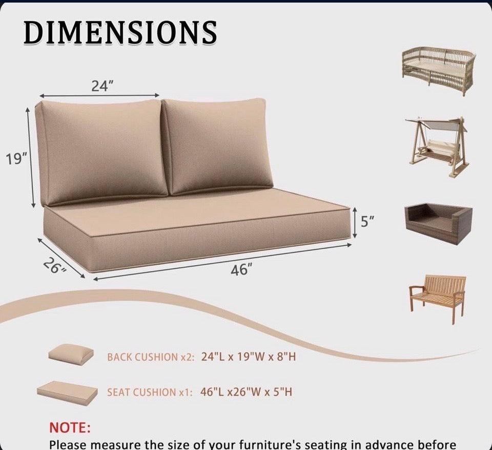 "Ebern Designs Wynee Outdoor 5"" Loveseat Cushions Bench Seat / Back Cushion, Only Cushions"