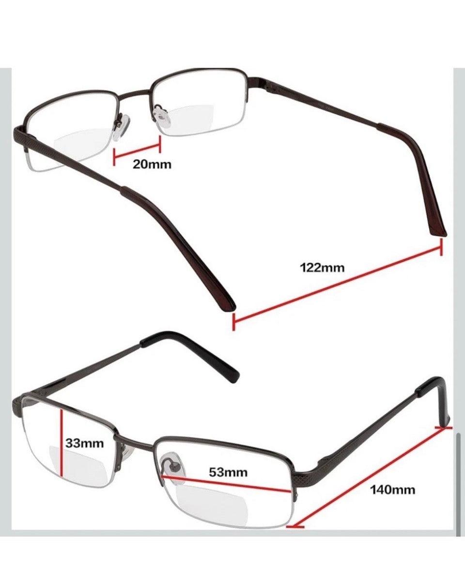 New Yogo Vision Reading Glasses Set of 2 Bifocal Half Rim Metal Glasses