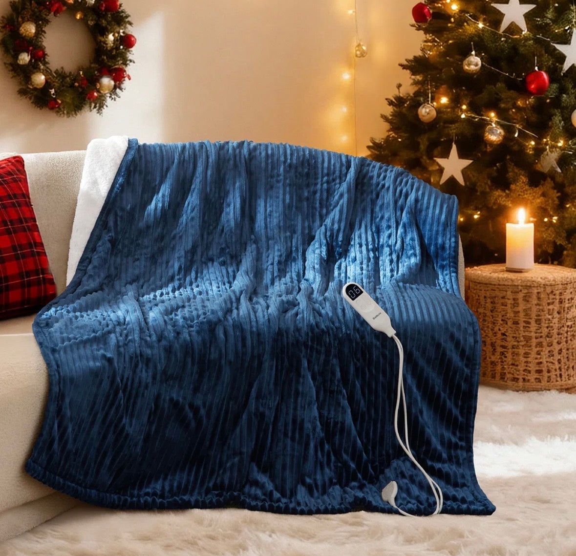 BEDSURE Electric Blanket, Soft Ribbed Flannel, Heating with 4 Time Settings, 6 Heat Levels, 3 hrs Timer Auto Shut Off, GentleSoft™