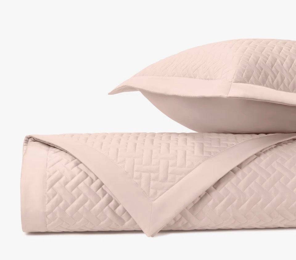Home treasures linens light pink basketweave quilted sateen coverlet set