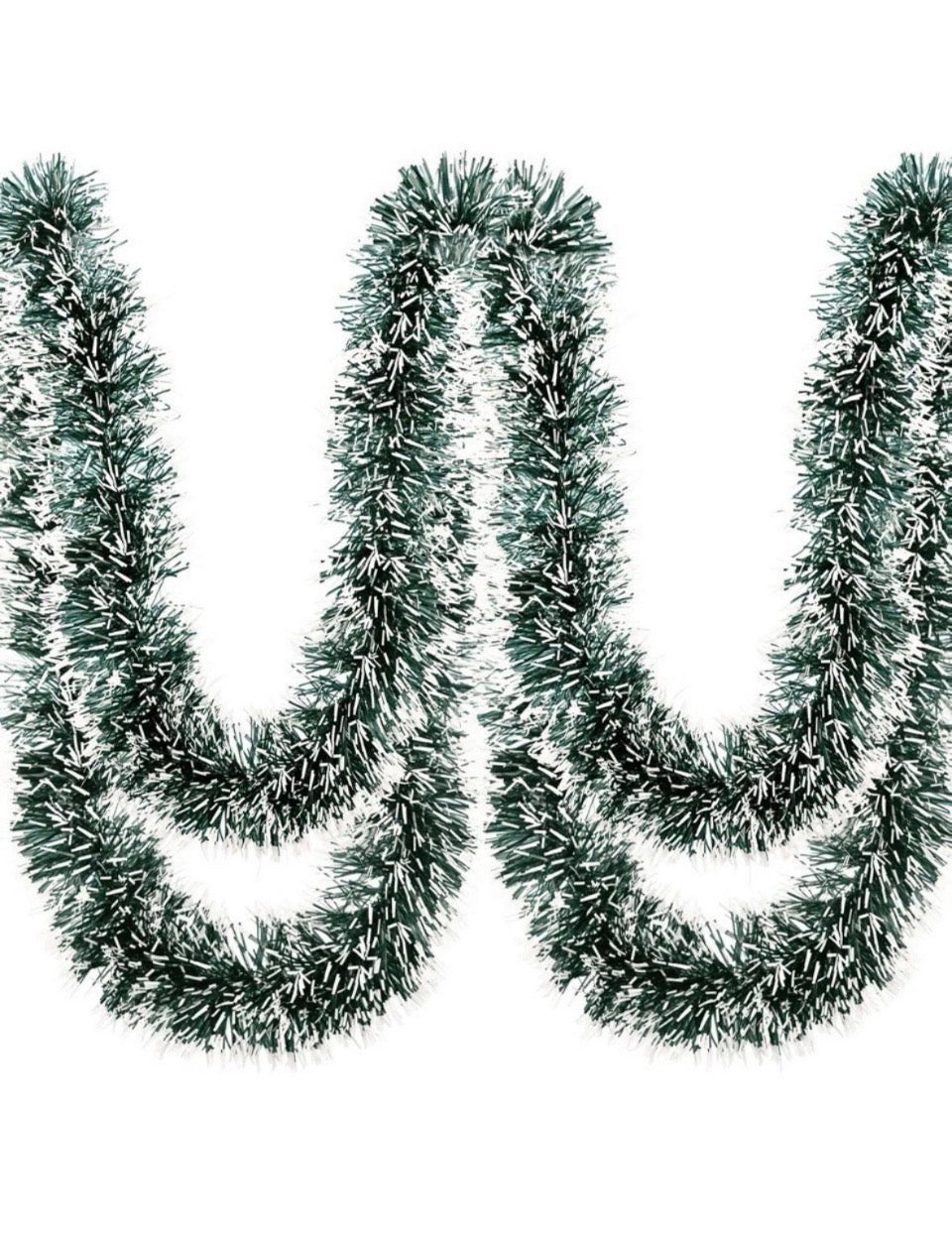 Open Box New 50Ft Christmas Tinsel Garland Dark Green Xmas Tree Decorations Metallic