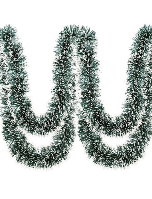 Open Box New 50Ft Christmas Tinsel Garland Dark Green Xmas Tree Decorations Metallic