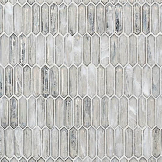 Open Box Ivy Hill Tile Fargin Silver Haze Elongated Hexagon 12 in. x 10 in. x 7mm Polished Glass Mosaic Tile (0.82 sq. ft.)