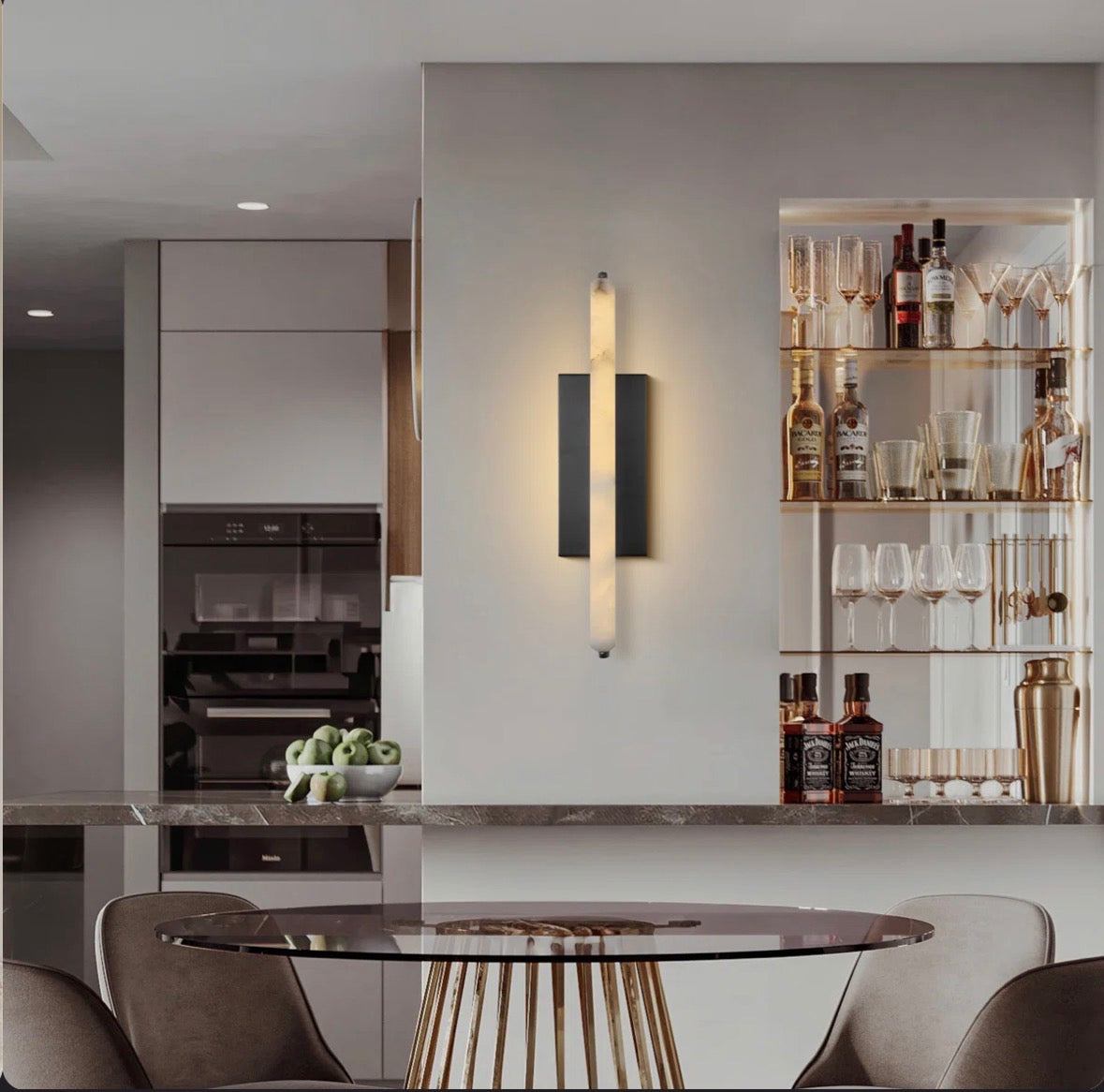 Hokku designs Dimmable LED Wall Mounted Sconce With Alabaster Shade