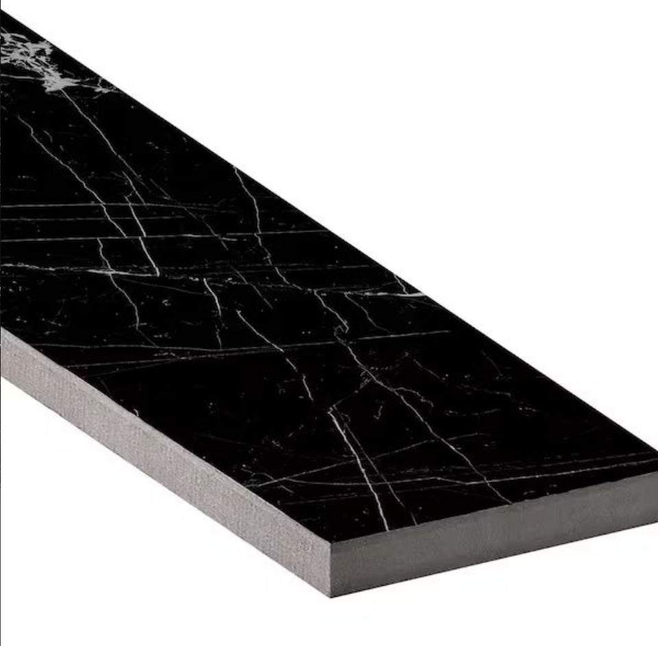 Open Box Corso italia Impero Black 3 in. x 12 in. Marble Look Porcelain Floor and Wall Tile (3.39 sq. ft. /Case)