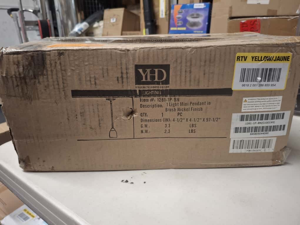 Yosemite OPEN BOX Mirror Lake 1-Light Brushed Nickel Mini Pendant with White Etched Glass Shade