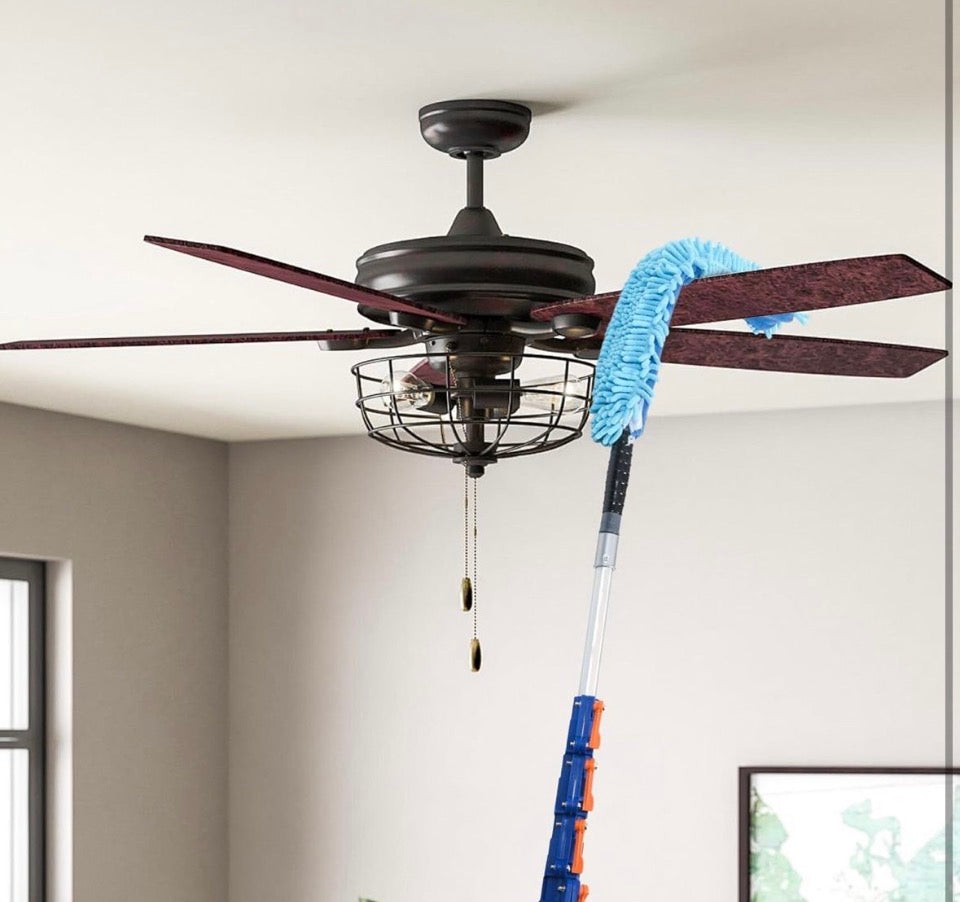 Open Box SHINMING Telescoping Extension Pole, 5-12FT Multi-Purpose Extendable Pole with Universal Twist-on Metal Tip for Hanging Light Bulb Changer, P