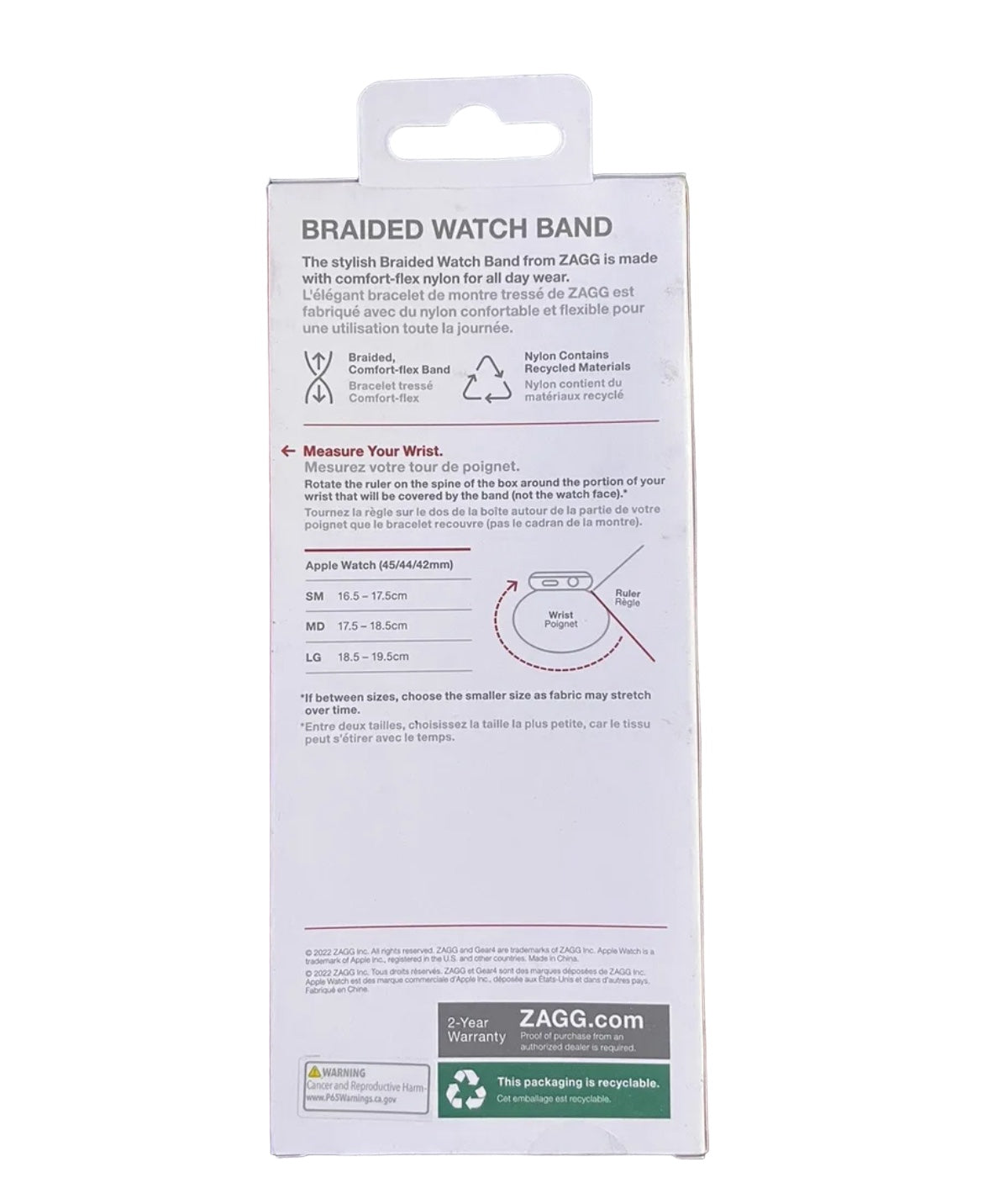 ZAGG Gear4 Braided Stretchy Solo Loop Band – LG – Storm - Compatible with Apple Watch 42mm 44mm 45mm, Elastic Strap Wristbands for iWatch Series 7/6/SE/5/4/3/2/1, Large (705009501) - Selzalot