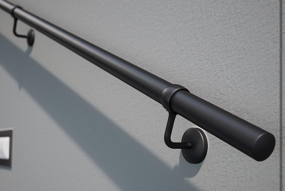 ROTHLEY 6.6 FT Industrial Handrails for Indoor Stairs: Modern Staircase Handrails Wall Mount Stair Handrail 1.6 Round Sturdy Pipe Hand Railings for St
