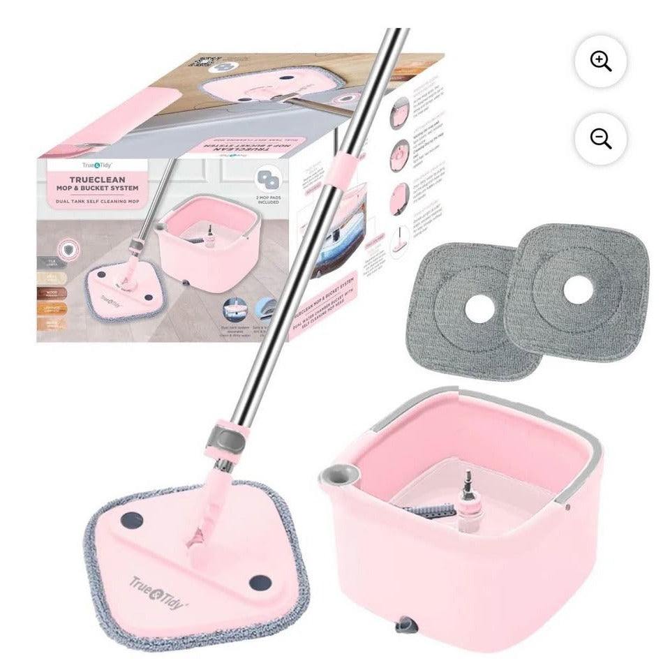 True & Tidy SPIN-800 TrueClean spin mop and bucket system with dual-chamber design and self-wringing feature