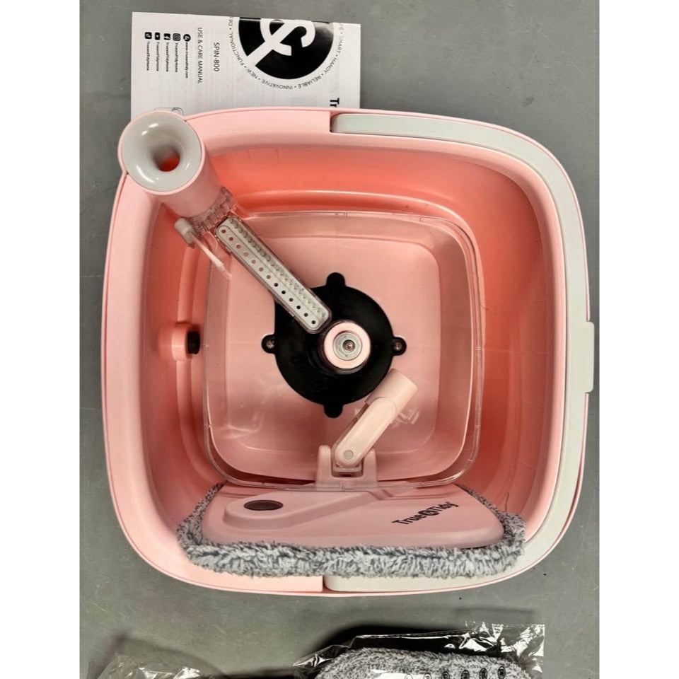 True & Tidy SPIN-800 TrueClean Mop and Bucket System Self Wringing Spin Mop with Separate Compartmen