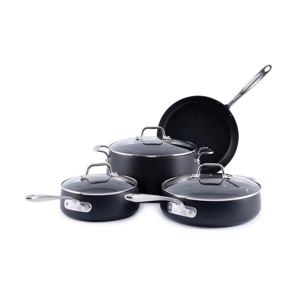 All-Clad Hard Anodized Expert 7-piece nonstick cookware set with induction and oven-safe pots and pans