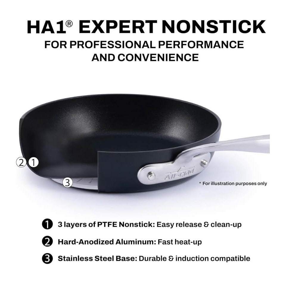 All-Clad Hard Anodized Expert Nonstick Cookware Set, -7 Piece Pots and Pans Set, Induction, OvenSafe