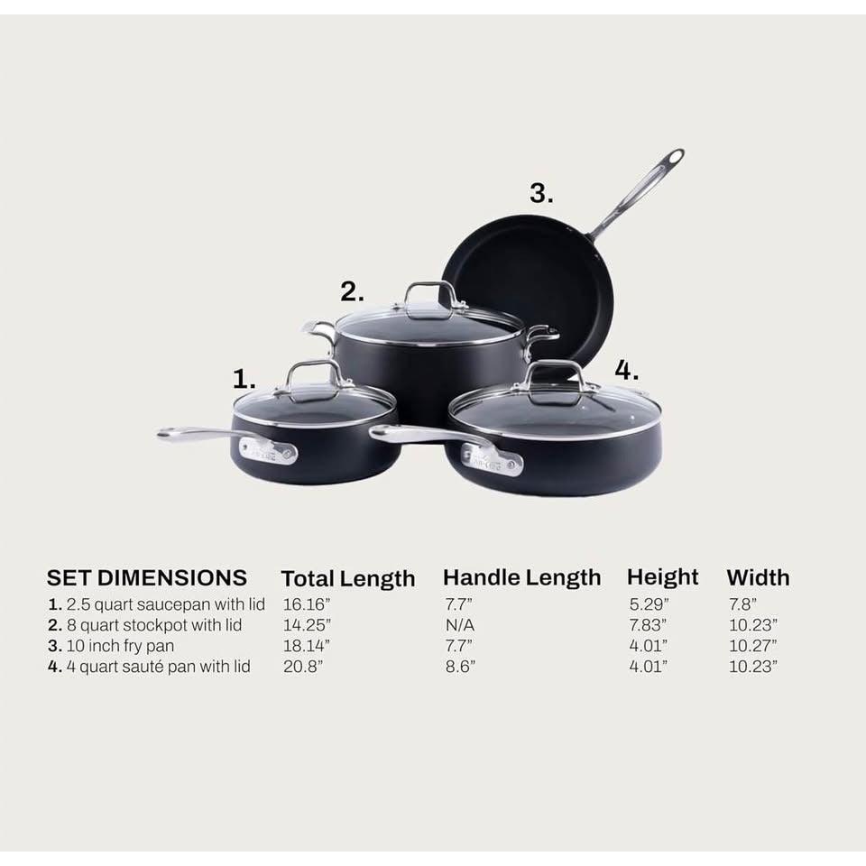 All-Clad Hard Anodized Expert Nonstick Cookware Set, -7 Piece Pots and Pans Set, Induction, OvenSafe