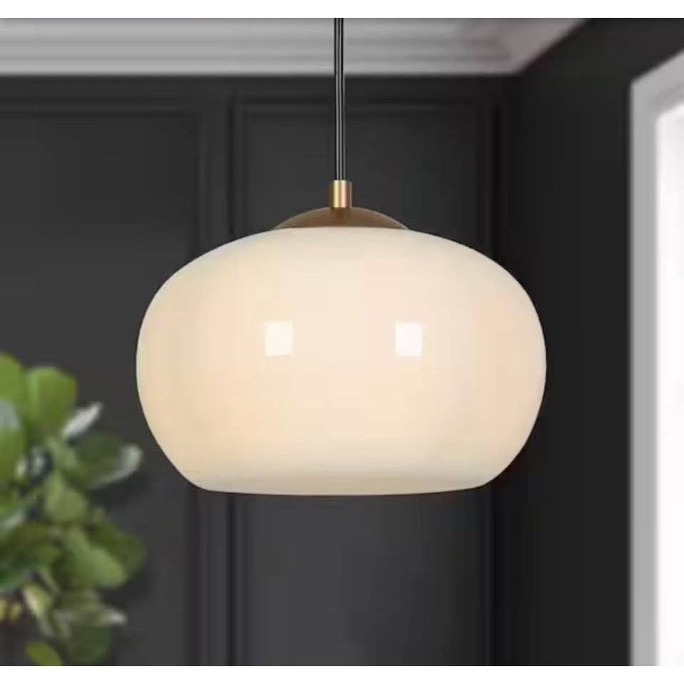 LNC 9.5 in. minimalist modern opal glass pendant light with gold and white finish, perfect for kitchen and living room lighting