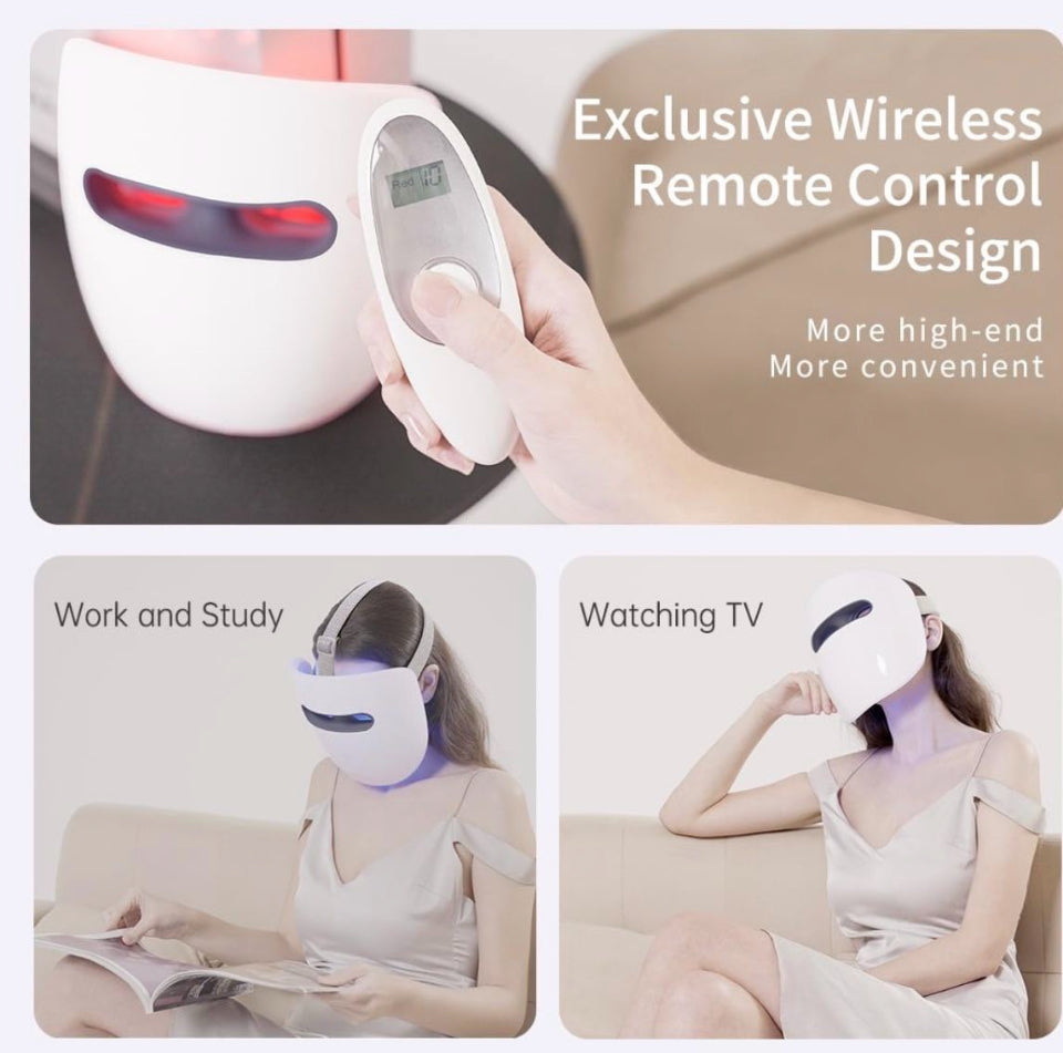 NEW hime sama Led Face Mask, Red Light Mask for Face, FSA/HSA Eligible, Infrared, Red & Blue Light Mask for Skin Care, Wrinkle Reduction, Wireless Fac