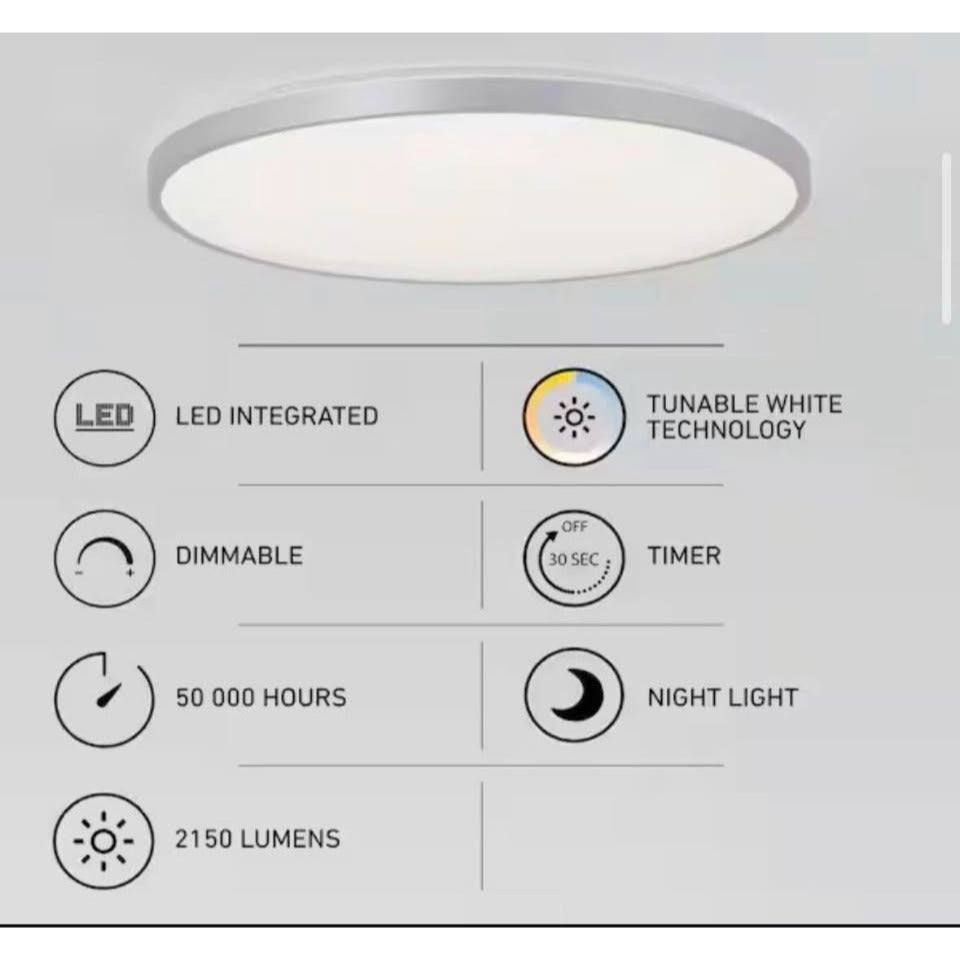 Artika Europa 21 in.LED 3CCT Flush Mount Ceiling Light with Night Light Preset and Remote Inc