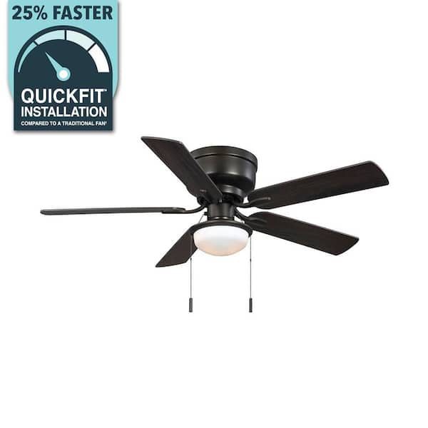 Open Box Hampton Bay Colton 52 in. Indoor Flat Bronze Low Profile Ceiling Fan with Light Kit and Bright White LED Bulbs Included
