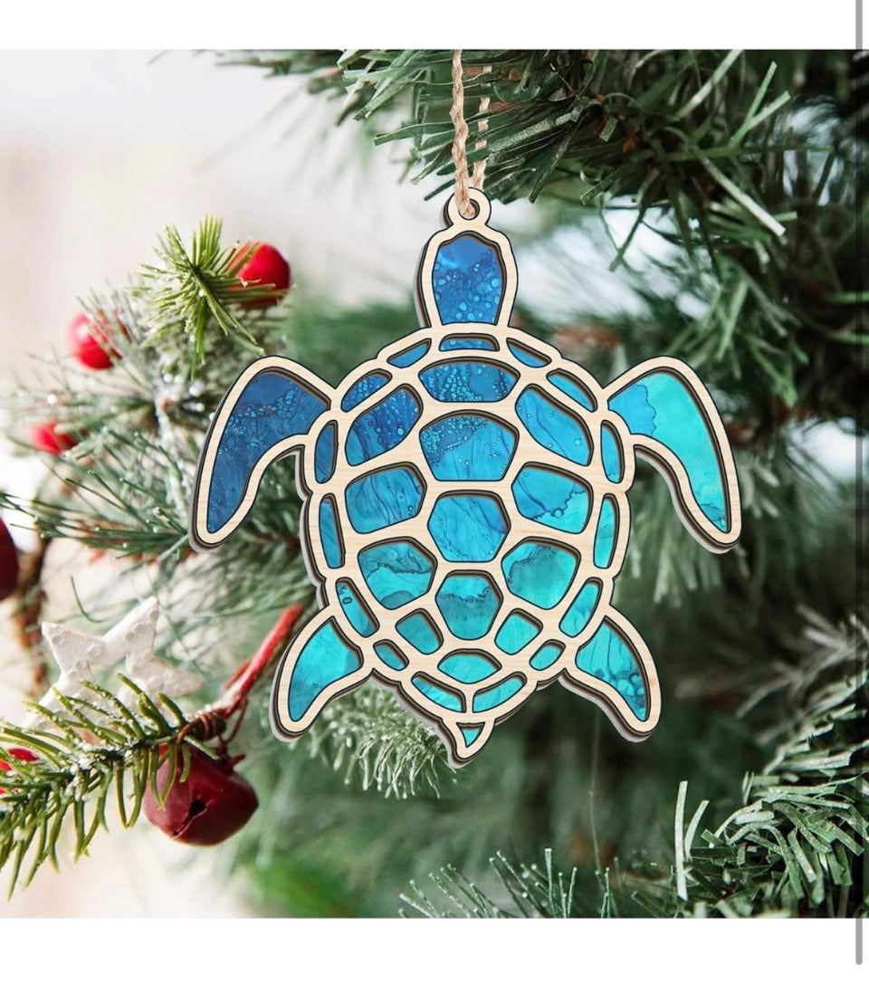 Open Box New FLAGWIX Sea Turtle Gifts for Women Men - Suncatcher Christmas Ornaments 2025 for Tree Decorations - Beach Gifts for Women Mom Animal Love