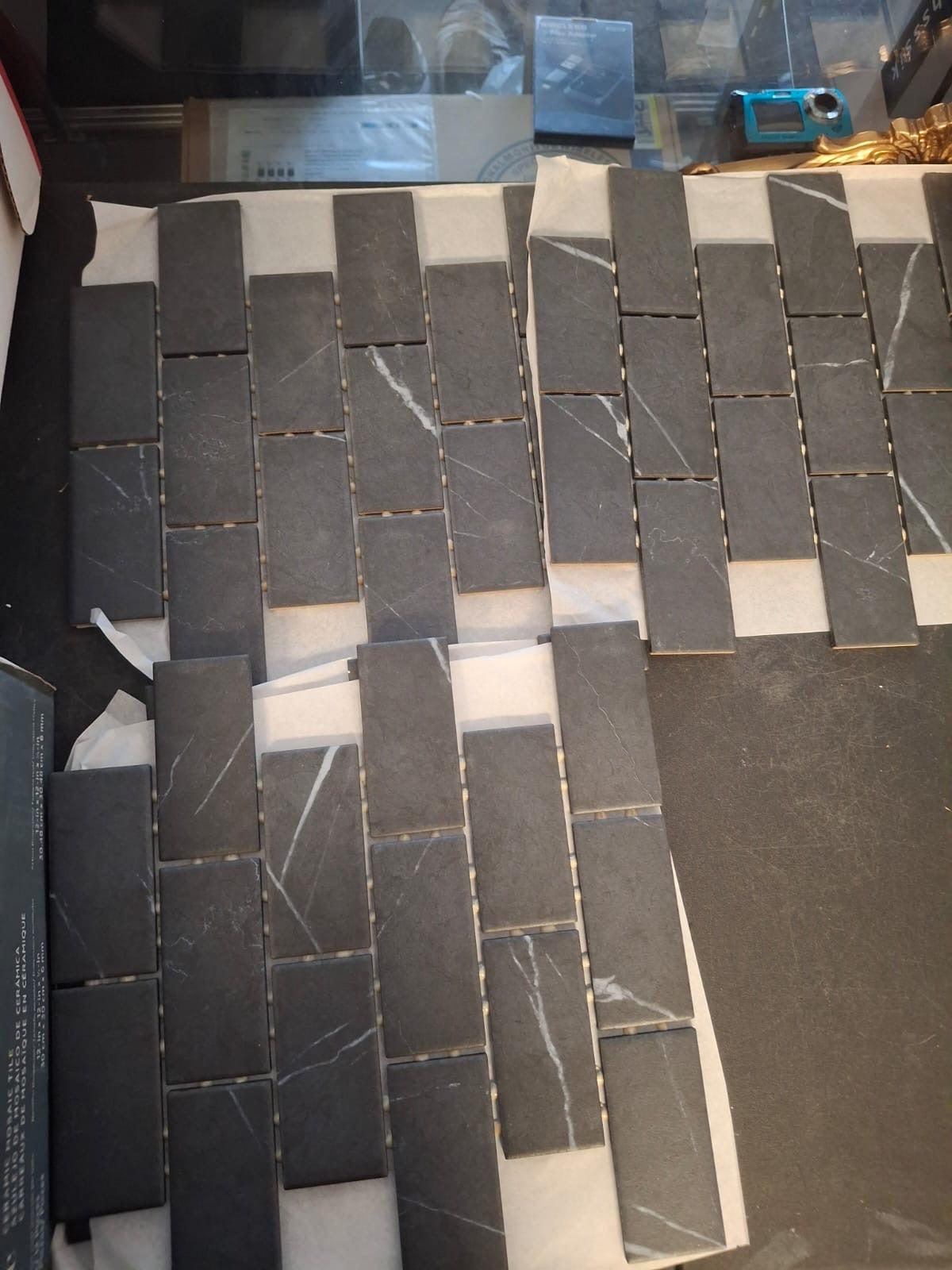 Open Box Daltile Restore Black Marble 12 in. x 12 in. Glazed Ceramic Brick Joint Mosaic Tile (9.96 sq. ft./Case)