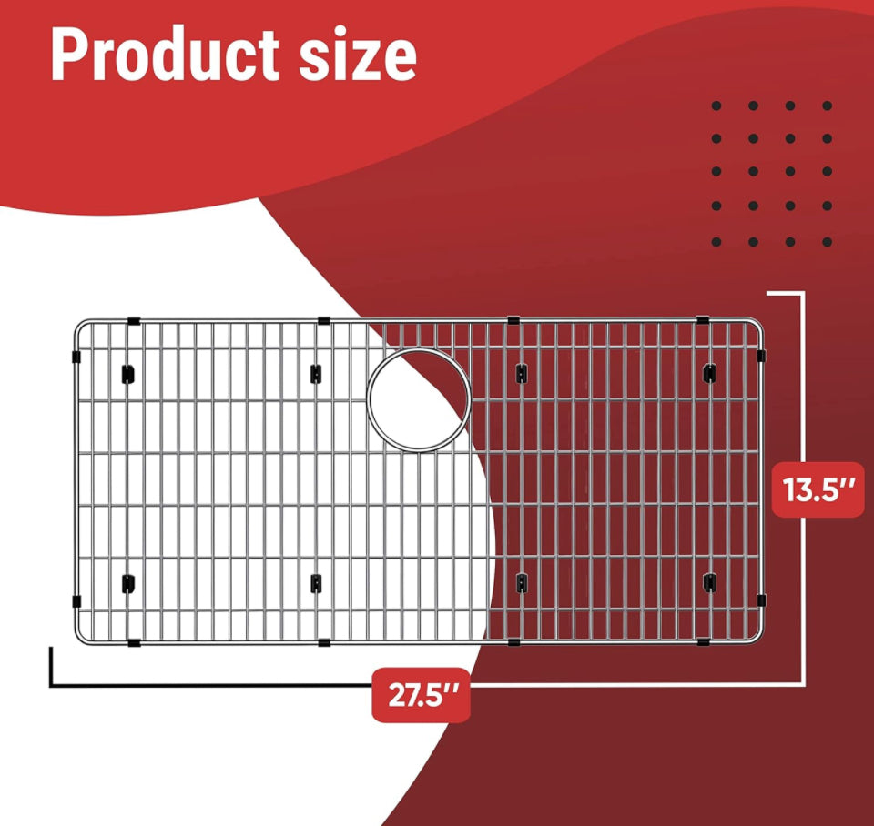 Granatan 27-1/2" x 13-1/2" x 1-1/4" Sink Protectors for Kitchen Sink - Sink Bottom Grid - Stainless Steel Sink Protector - Sink Grate for Bottom of Ki