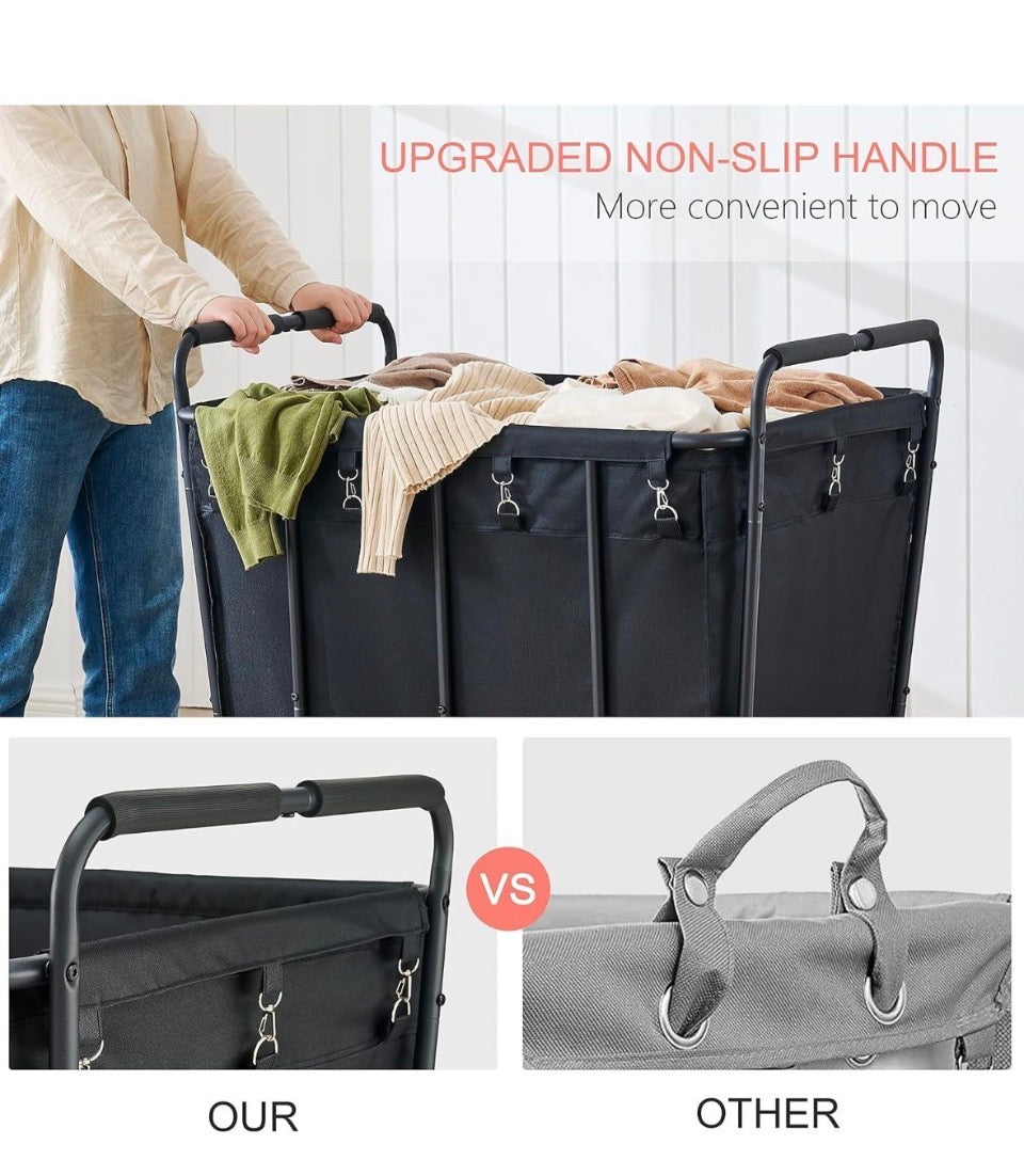 OPEN BOX NEW Hoctieon Large Laundry Cart with Wheels, 400L Heavy Duty Laundry Basket Organizer, Rolling Hamper Sorter for Clothes Storage, Industrial