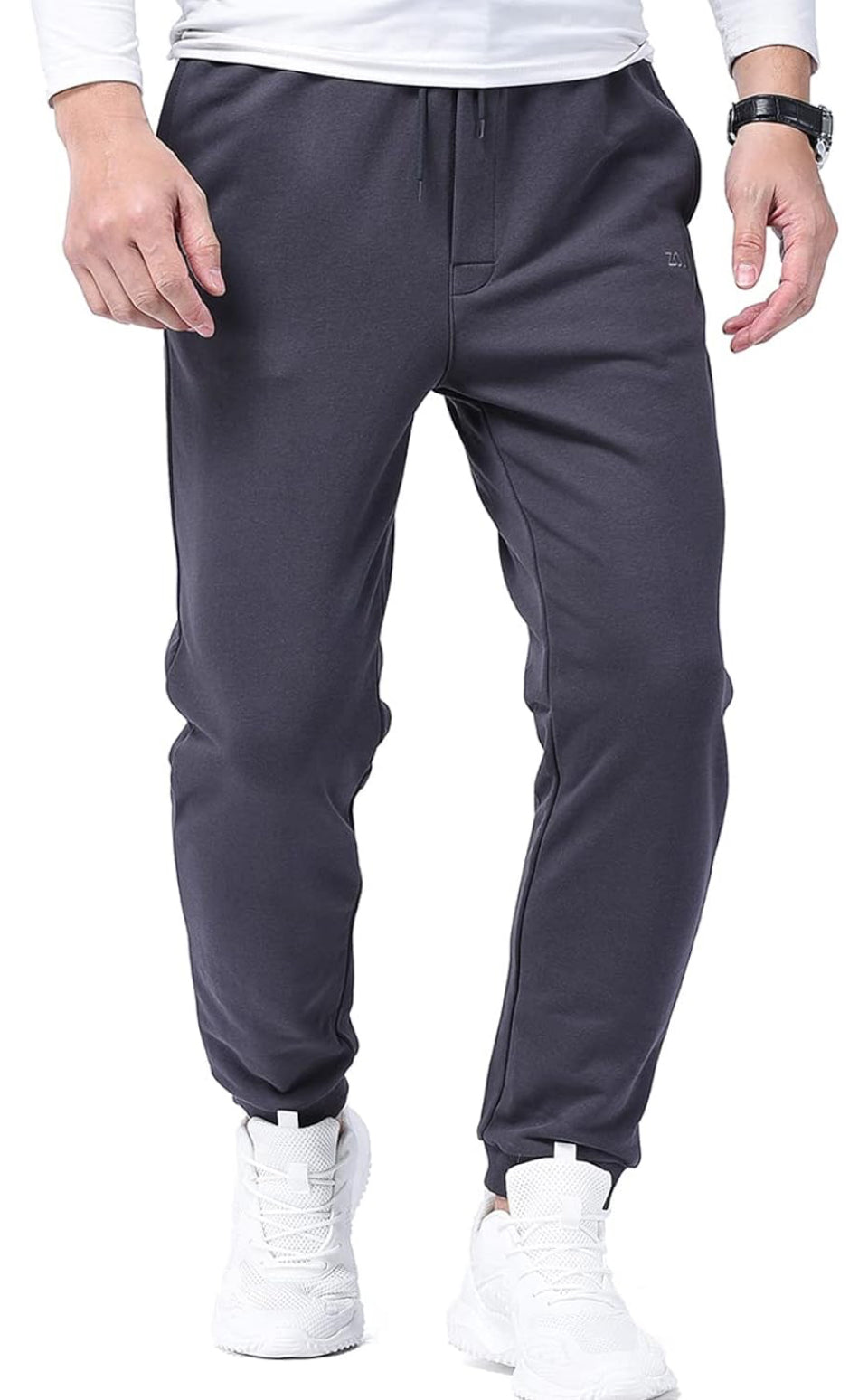 Brand New Zoulee Classic Drawstring-Waist Zipper Logo Jogger Pants with Zipper Fly