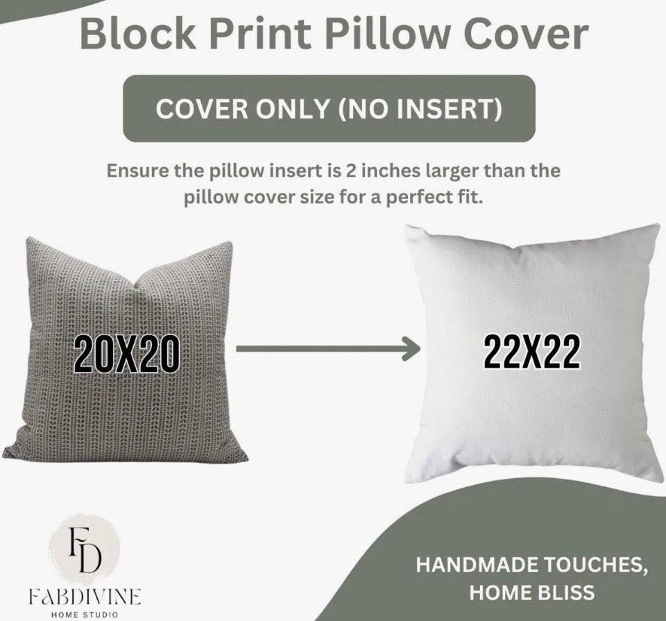 Fabdivine Ratanbel Hand Block Printed Linen Cushion Cover Handmade Decorative Pillow for Living Room & Bedroom 22x22 Inch